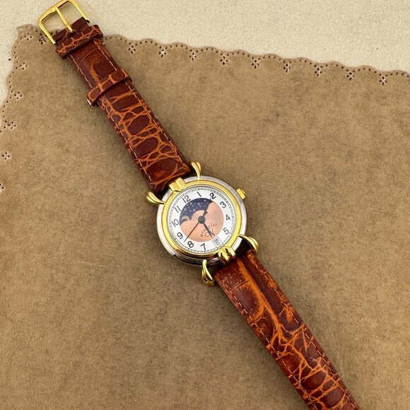 Vintage Like New Wrangler Moon Phase 2 Tone Watch Wear or to the Next Rodeo main image 9